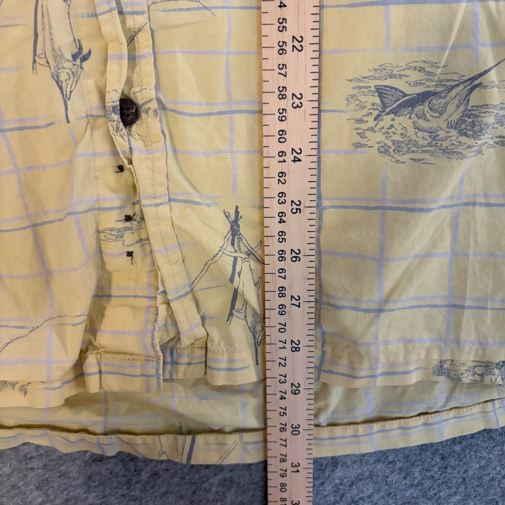 Columbia River Lodge Mens XXL Yellow Plaid Marlin Fishing Button‎ up Shirt - Picture 7 of 9